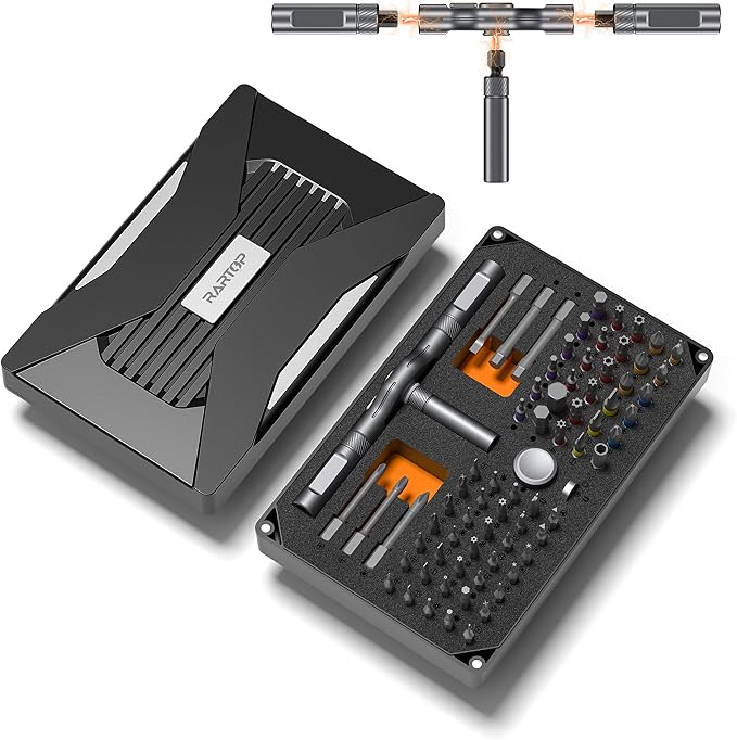 74 in 1 Ratchet Screwdriver Set, Magnetic Ratchet Screwdriver, 71 S2 Bits | 360° Ratchet Wrench, Multi-Function T-Handle for Electronics, Computer, Camera, Bicycle Repair, Gift for Men
