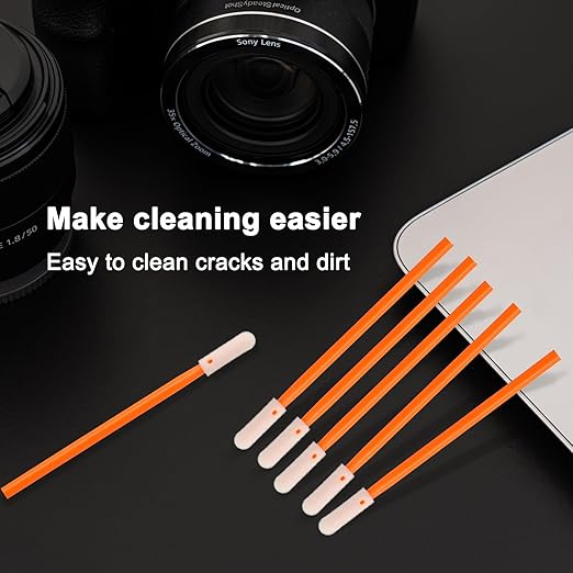 Wellgler's Foam Cleaning Swabs, Multi-Purpose Cleanroom Foam Tip Cleaning Swab Kitip Cleaning Swab Kit (orange100)