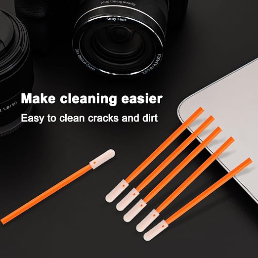 Wellgler's 200pcs Foam Cleaning Swabs, Multi-Purpose Cleanroom Foam Tip Cleaning Swab Kitip Cleaning Swab Kit (Orange)