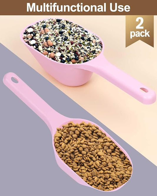 Dog-Cat Food-Scoop Measuring-Cup,1 Cup Capacity Versatile Plastic Pet Food Scoop with Measuring Lines 1 Cup and 1/2 Cup for Precise Portion Control (2, Pink)
