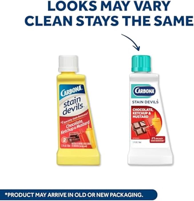 Carbona Stain Devils® #2 | Ketchup, Mustard & Chocolate | Professional Strength Laundry Stain Remover | Multi-Fabric Cleaner | Safe On Skin & Washable Fabrics | 1.7 Fl Oz, 3 Pack