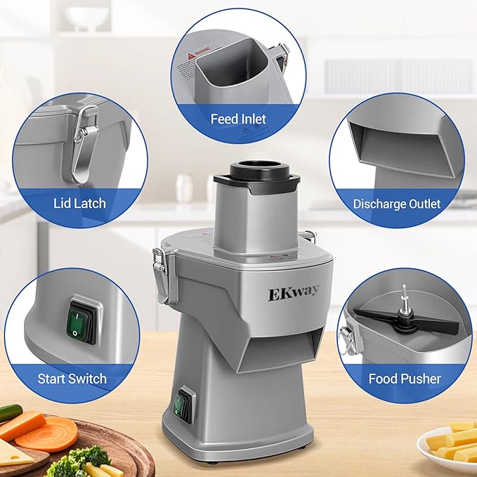 Commercial Vegetable Chopper 4 in 1 Vegetable Slicer Food Processor for Slicing Shredding Dicing and Slitting, with Cut-Resistant Gloves, for Commercial and Home Use 200W 110V