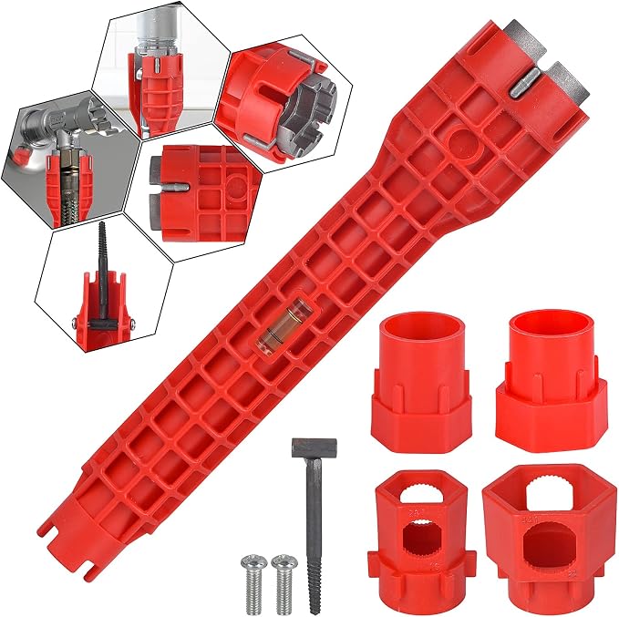 14-in-1 Multi-functional Faucet and Sink Wrench - Plumbing Wrench Installer | Wrench for Toilet, Sink, Bathroom, Kitchen Plumbing Installation and Repairs, Designed for Tight Spaces
