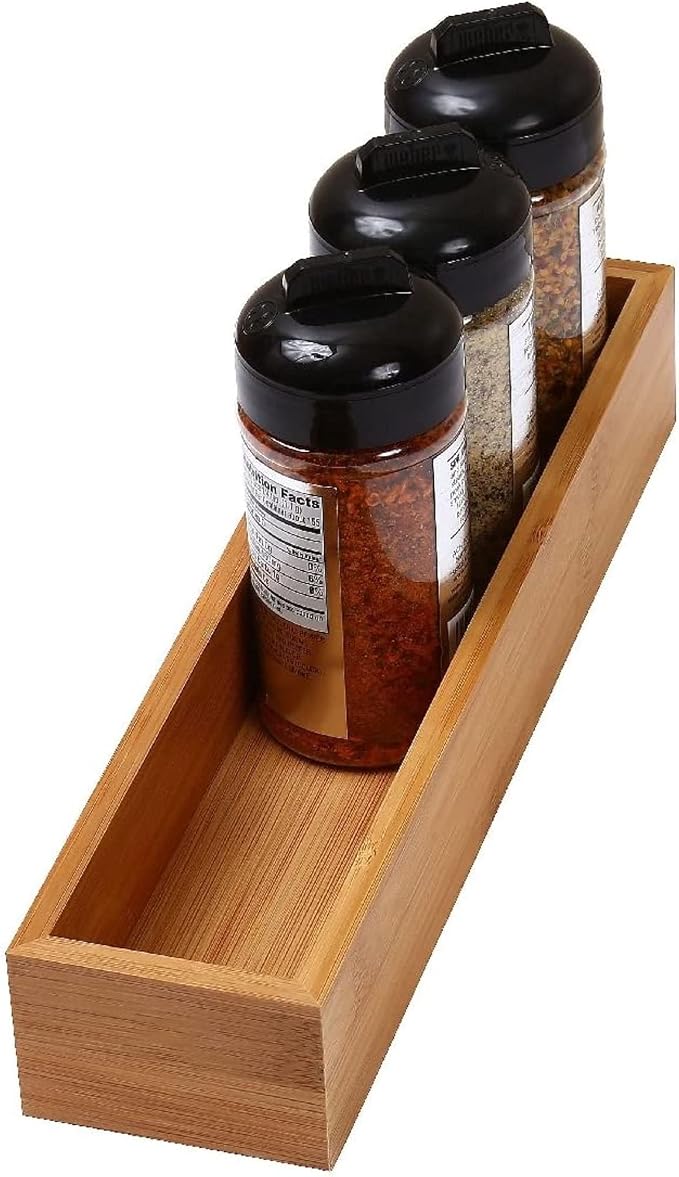 YBM Home Bamboo Drawer Organizer Storage Box for Kitchen Drawer, Junk Drawer, Office, Bedroom, Children Room, Craft, Sewing, and Bathroom, 2 Pack 3x12x2 inch