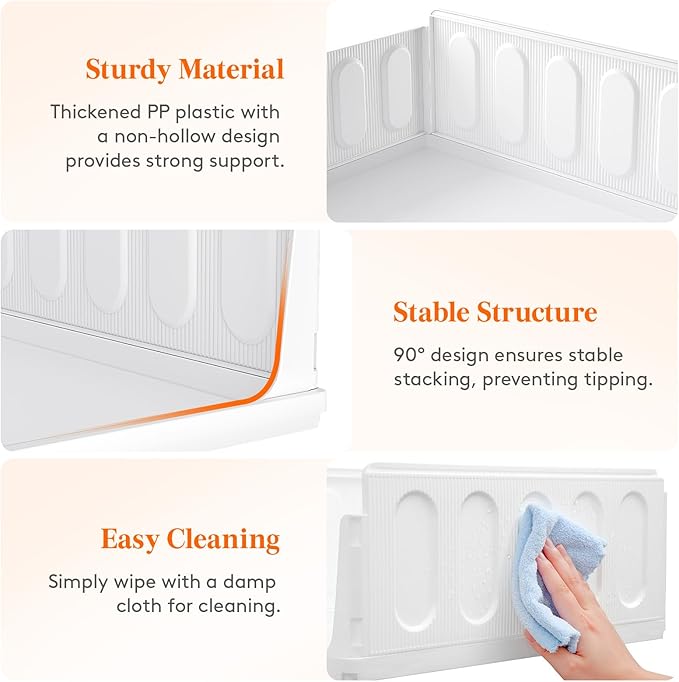 Lifewit 8 Pack Stackable Closet Organizers and Storage Basket for Clothes, Plastic Sweater Storage Bins for Wardrobe, Multifunctional Pants Organizer for RV, Pantry, Kitchen, Dorm, 16.5" Depth
