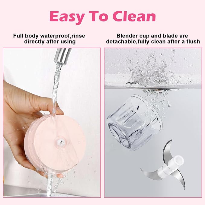 Electric Garlic Mincer, 250ML Small Onion Chopper USB, Portable Mini Food Processor for Vegetable Chopper Garlic Ginger Chili Veg, Pink