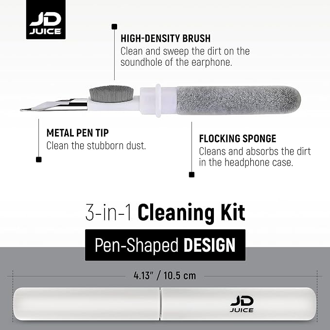 4 Pack - Earbuds Cleaning Kit Earbud Cleaning Kit - Phone Cleaning Kit in-Ear Headphones Cleaning Pen Tool, Portable 3-in-1 Laptop Cleaning Kit Electronic Cleaner with a Sponge, Metal Pen Tip