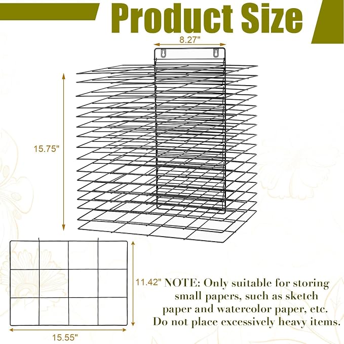 16 Shelves Art Drying Rack for Classroom, Paint Drying Rack, Black | Drying Rack Classroom, Wall Art Storage Rack, Removable Shelves for Classrooms and Art Studios