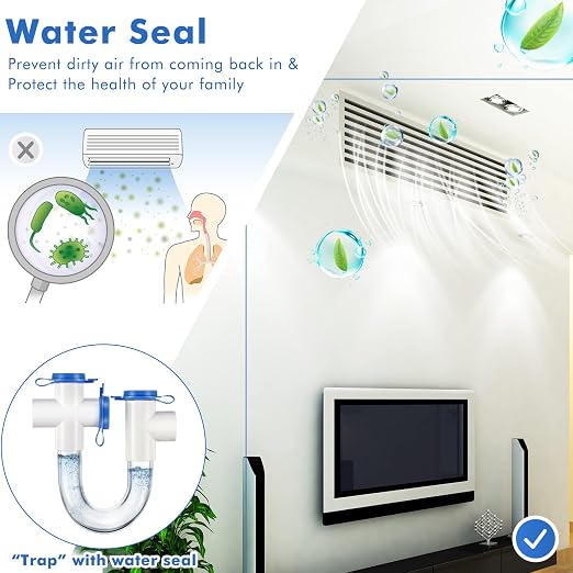 3/4 Inch Standard Condensate Trap with Cleaning Brush, PVC U Trap for HVAC Systems, Air Conditioner, Effectively Drains Condensate(4 Pack)