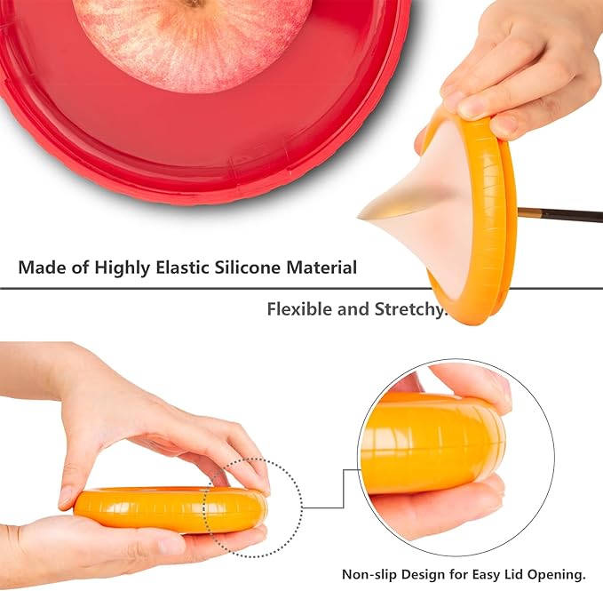 SOOPLEU Avocado Saver & Onion Storage, 4Pcs Silicone Fresh Produce Holder | Keep avocados fresh! 4Pcs silicone holder for tomato, lemons, garlic & produce. Ideal fridge fruit vegetable containers.