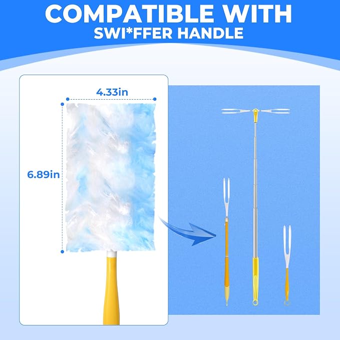 100 Pack Duster Refills Only, Microfiber Replacement Heads for Blinds, Blue | Made of electrostatic microfiber,Ideal for dust on furniture,blinds & fans,Perfect for homeowners & cleaners.