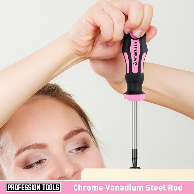 Magnetic Screwdrivers Set with Case, Amartisan 43-piece Includs Slotted, Phillips, Hex, Pozidriv,Torx and Precision Screwdriver Set, Magnetizer Demagnetizer Tools, Tools for Men (Pink))