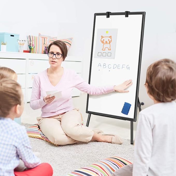 Maxtek Easel Whiteboard 36 x 24, Stand Tripod with Height Adjustable, Black | 3' x 2' Magnetic Dry Erase Surface, Flipchart Stand, Portable Tripod Easel for Office, Teaching, Home and Classroom