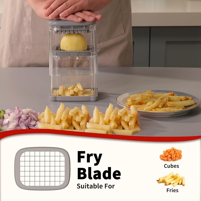 French Fry Cutter, Solucky Potato Onion Cutter, Professional Homestyle Vegetable Chopper Dicer, Great for Potatoes Carrots Cucumbers Zucchini Pepper