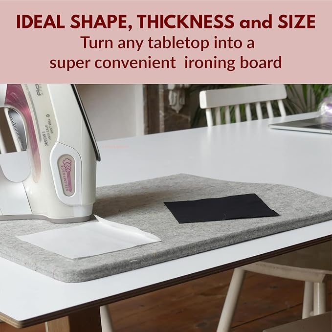 Madam Sew Natural Wool Pressing mat for quilting (17”x13.5”) 100% Wool Felt Ironing Pad | Wool Ironing Mat for quilters,Crisp Seams on Quilt Blocks,Sewing Projects & Embroidery- ironing mat for sewing