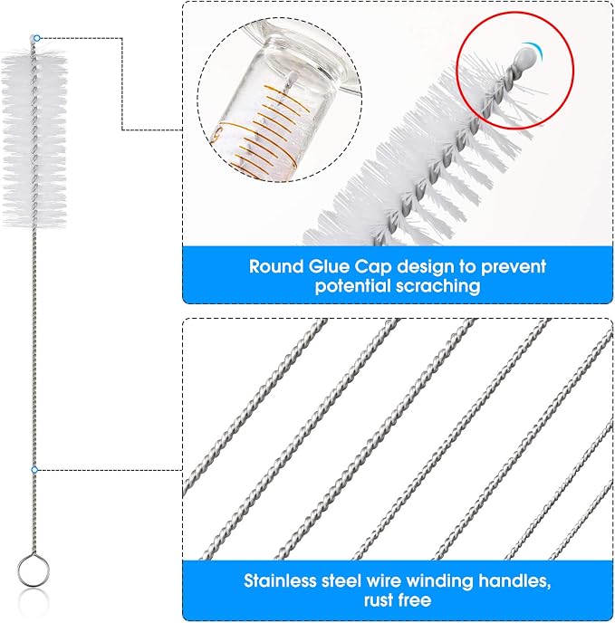 10 Pieces Drinking Straw Cleaning Brush Straw Cleaner Straw Brush Pipe Cleaners Tube Bottle Cleaning Brush
