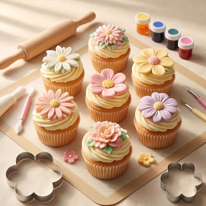 8 Pcs Flower Cookie Cutter Set Floral Shaped Cookie-Cutter Mold for Cake Decoration Birthday Gifts