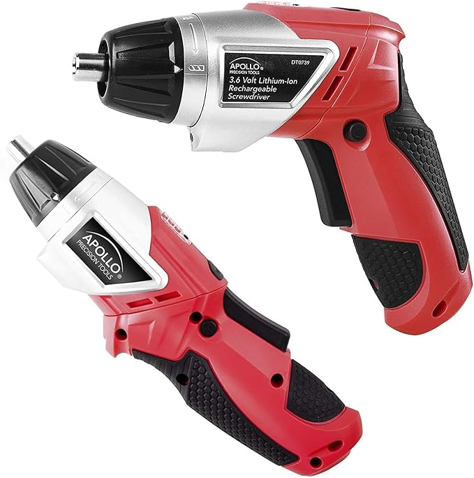 Apollo Tools 161-Piece Complete Household Tool Set with 3.6 Volt Lithium-Ion Cordless Screwdriver and Most Needed Hand Tools Selection for Boats, Vehicle and Garage - Red - DT0739