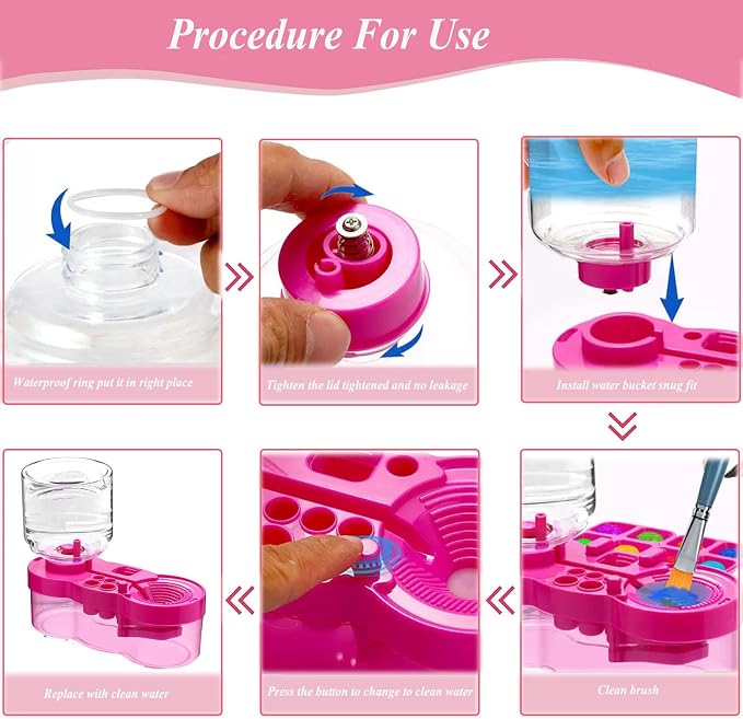 2026 Paint Brush Cleaner Brush Rinser Water Circulation, Brush Cleaner Painting Tool, Water Cycle Paint Brush Rinser With Brush Holder and Palette, Brush Rinser Dispenser for Adults Artist Kid(Purple)