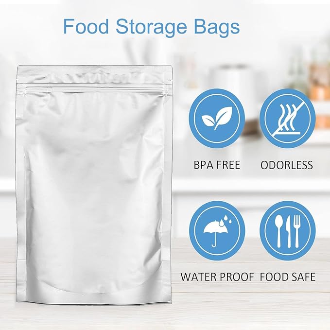 50pcs 1 Gallon-Mylar-Bags for Food Storage, 10 Mil Thick - 10"x14" Stand Up Zipper Pouches Bags, Zip Lock Food Storage Bag for Packaging Products, Reusable, Sealable
