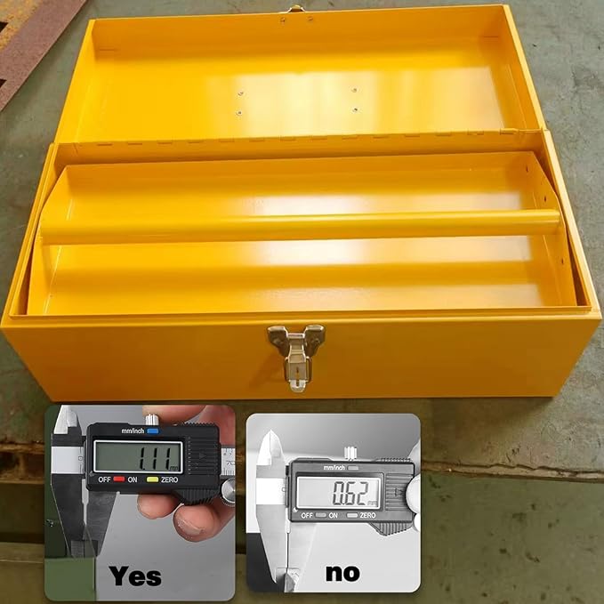 Large Tool Box Organizer Took Box Fishing Tackle Box 16 Inch Tool Box Small Metal Toolbox Organizer With Metal Latch and Handle for Household Warehouse Tools Storage Yellow