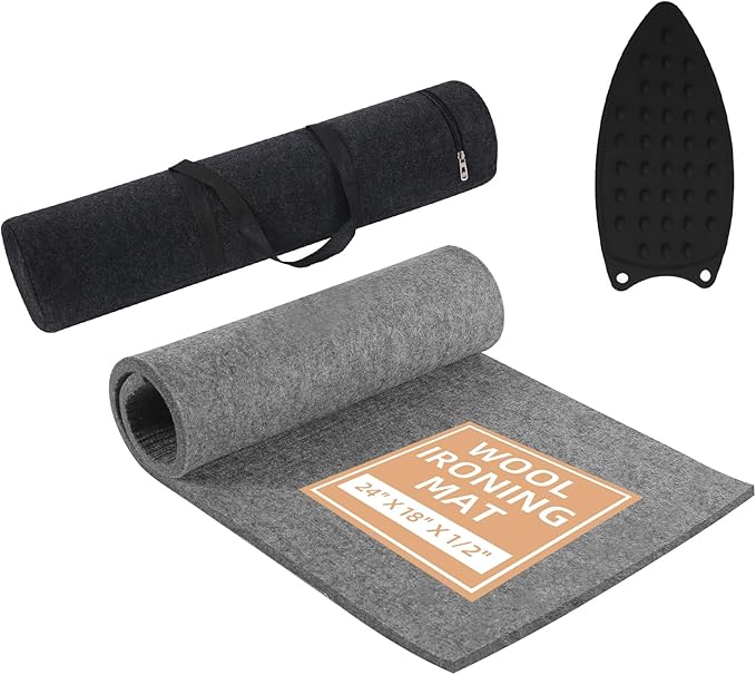 24" X 18" Wool Pressing Mat, 100% Felted Wool Ironing Mat Pad Wool Felted Iron Board Quilting Supplies and Notions, Ideal for Ironing, Quilting, Sewing
