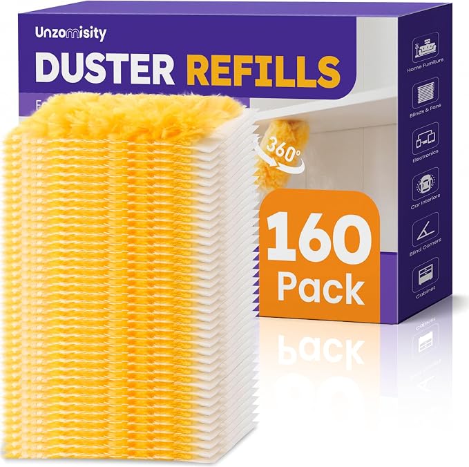 160 Count Duster Refills for Swiffer 360° Dusting Refills with Short Handle | Disposable Duster Refills, Multi-Surface Microfibre Dusters Kit for Home Office Cleaning