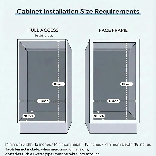 Pull Out Trash Can Under Cabinet & Under Sink - Heavy Duty Sliding Adjustable Cabinet Garbage Can Organizer, Requires Minimum Cabinets Opening 13" W X 18" D,Chrome Finish (Waste Bin Not Included)