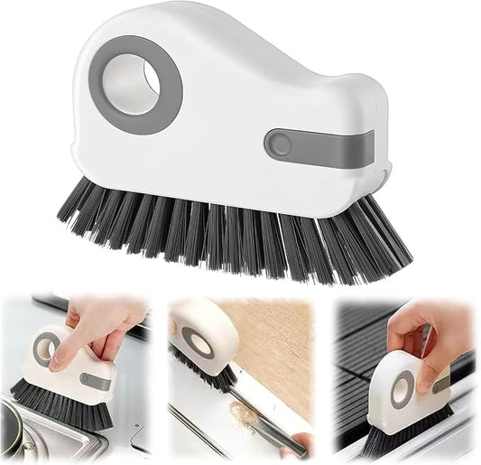 2 in 1 Groove Cleaning Brush,New Window Track Cleaning Tools Multifunction Grout Cleaner Tool with Tweezers and Scraper for Sliding Door Track, Window Seal, Sill (Gray 1 Pcs)