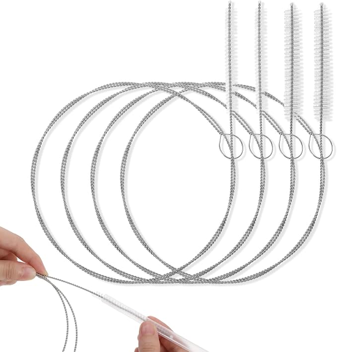 4 Pcs Long Straw Cleaner Brush, Drain Brush Pipe Cleaning 39.4 Inches for Cleaning Straw, Tube, Pipe, Hose, Refrigerator Drain – White
