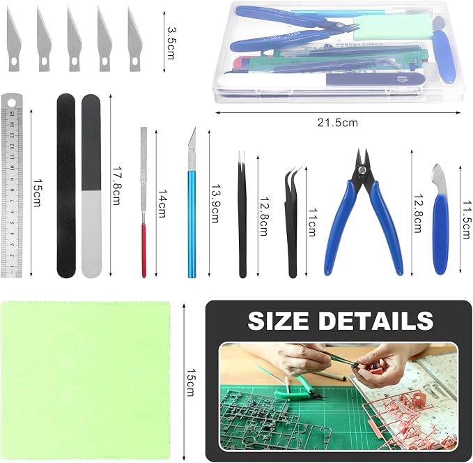 Fippy 11PCS Model Kit Tools, Gundam Model Tool Kit, Hobby Building Tools Kit for Gundam Basic Model Assembling, Building and Repairing