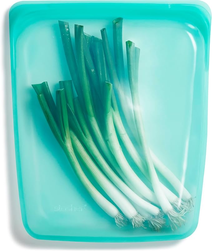 Stasher Silicone Reusable Storage Bag, Half Gallon Bag, Reusable Freezer Bags, Microwave, Dishwasher, Oven Safe, Sous Vide, Premium Lunch Container, Eco Friendly, Food Storage Bags, 64 oz, Aqua