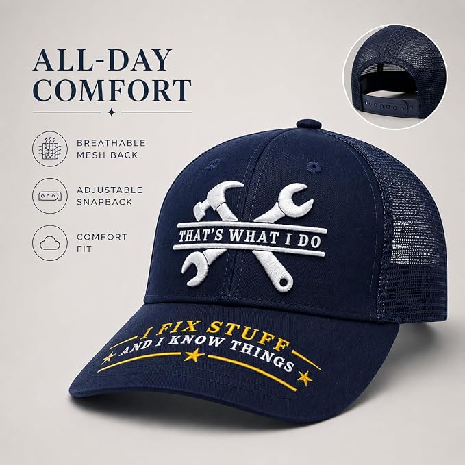 I Fix Stuff Funny Dad Hat,Gifts for Men Who Have Everything,Fathers Day Birthday Gift for Dad OR Husband