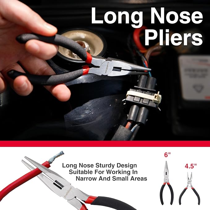 7 Piece Professional Pliers Set With Long Nose, Linesman, Water Pump, Slip Joint And Diagonal Cutting Pliers, Heavy Duty Hand Tool Set For Electrical Work, Home DIY And Automotive Repair