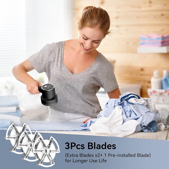 Rechargeable Fabric Shaver for Clothes: 6-Leaf Blades & 3 Speeds to Remove Pilling, Fuzz & Lint Balls - with LED Display, Portable Electric Lint Remover for Sweater, Couch, Blanket, Furniture