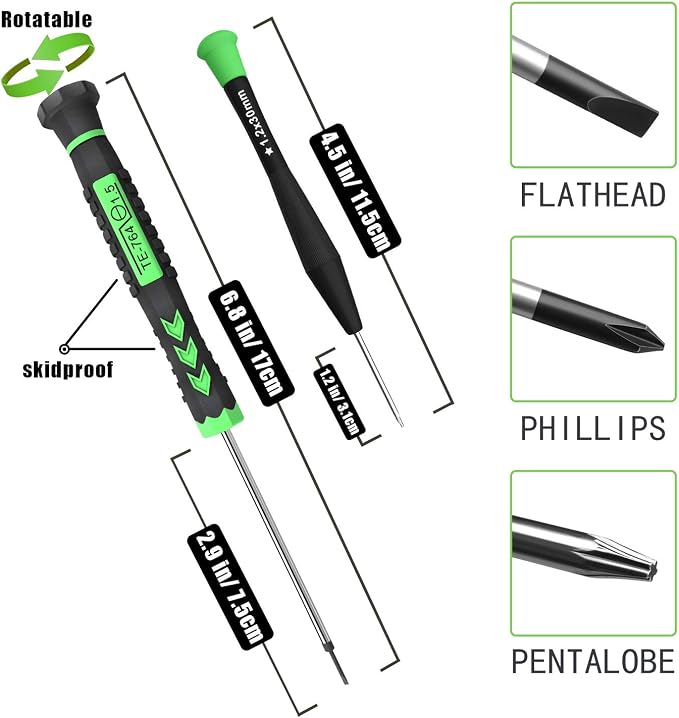 12 Pcs Small Screwdriver Set with Flathead Phillips Pentalobe Screwdriver | Stainless Steel Magnetic Multi-Size Screwdrivers, Non Slip handles, Suitable For iPhone PC Laptop Eyeglass Jewelry Watch