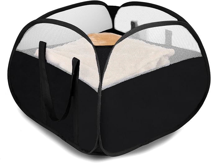 Laundry Basket with Handles 90L, Collapsible Laundry Baskets, Foldable Laundry Basket, Tear-proof Dirty Clothes Pop Up Hampers for Laundry, Bedroom, Bathroom, Dorm, Kids Room, Travel or Campout Black