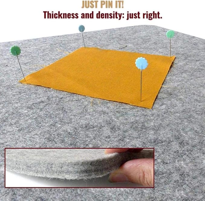 Wool Pressing Mat 17" x 13.5" for Quilting | 100% Pure New Zealand Wool Mat for Sewing and Ironing | Wool Ironing Mat Comes with Silicone Iron Pad Included