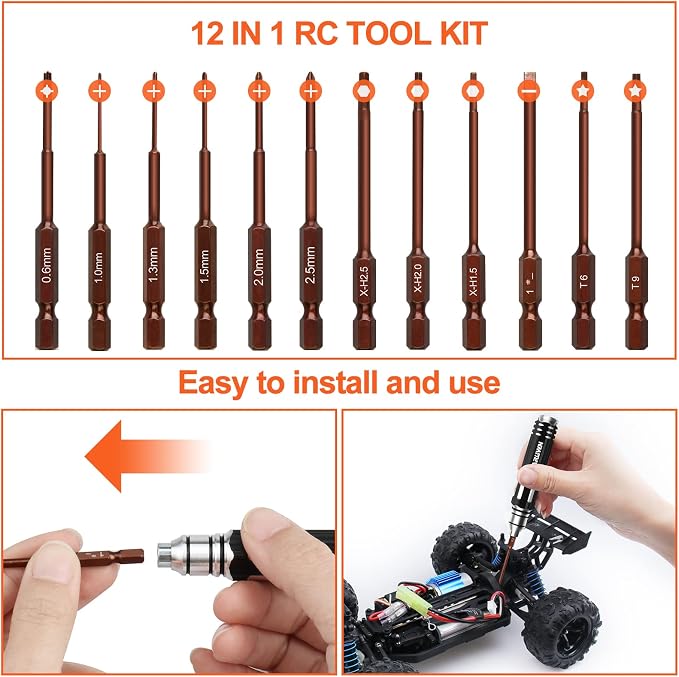 Hex Screwdrivers Set 12 in 1 RC Tool Sets Hobby Tools Kit | RC Car Tool Set RC Model Drone Airplane Robotics Helicopter Quadcopter Boat FPV Home Appliances Repair
