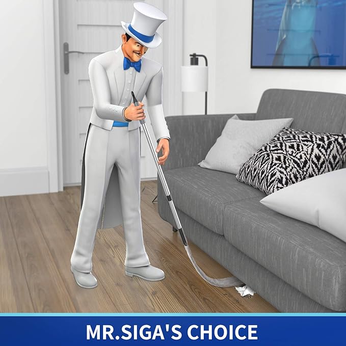 MR.SIGA Microfiber Gap Duster with Stainless Steel Adjustable Handle | Extendable pole, washable microfiber head