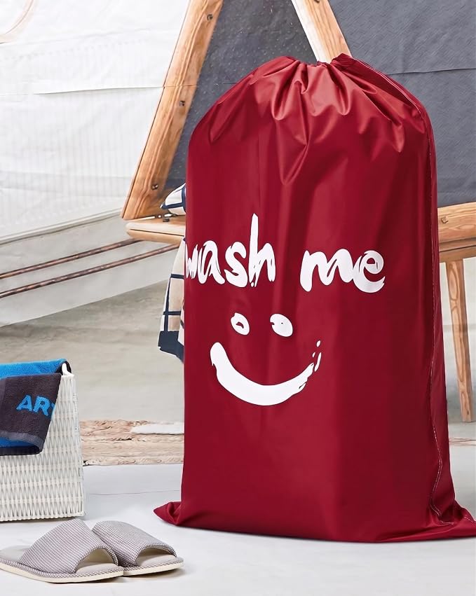 HOMEST 2 Pack XL Wash Me Travel Laundry Bag, Dirty Clothes Organizer, Large Enough to Hold 4 Loads of Laundry, Easy Fit a Laundry Hamper or Basket | Holds 3-4 Loads, Machine Washable Drawstring Laundry Bag for Dorm, Camp, Laundromat,Family,Travel,Black...