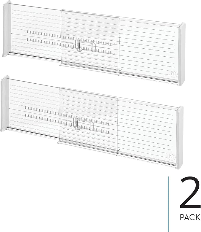 iDesign Expandable Deep Drawer Dividers, Set of 2, Clear | Kitchen, Dresser, Desk Drawers