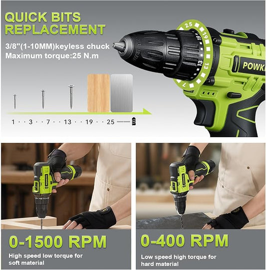 Cordless Drill Tool Set: 12V Power Drill Tool Kit with Battery & Charger, Portable Household Basic Drills Case for Men & Women, Homeowner, Diyer, Handyman, 142 Piece