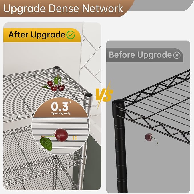 Golpart 5Tier Adjustable Storage Shelves Metal Wire Shelving Standing Shelf | Utility Heavy Duty Unit Rack Closet Organize for Home Kitchen Laundry Room Organization Pantry 10"Dx16"Wx55"H Grey