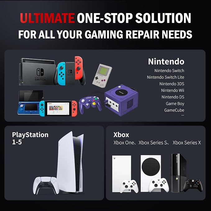 XOOL 17-in-1 Gamebit & Tri-Wing Screwdriver Repair Tool Kit, Compatible with Nintendo Switch & Joy-Con, Game Boy, NES SNES, Wii DS GBA, 3.8mm & 4.5mm Gamebit, for Xbox & PlayStation Consoles