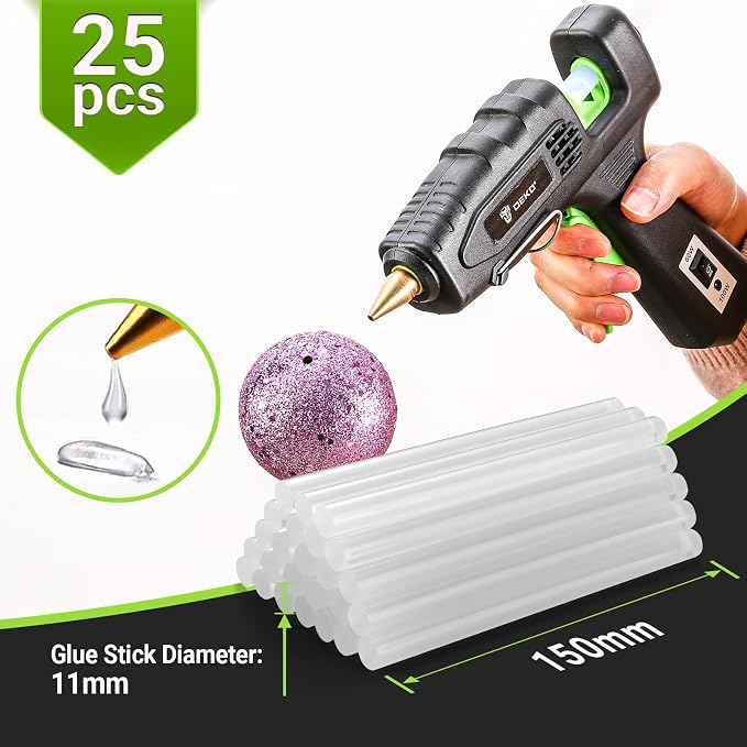 Hot Glue Gun Full Size: DEKOPRO 60/100Watt Dual Temp Hot Glue Gun Kit with 25 Glue Sticks, Organize Storage Case, Heavy Duty Heat Glue Gun Tool Set for Home Repair, Art & Crafts, DIY Black