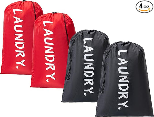 4 Pack Travel Laundry Bag,24" x 36", Extra Large Dirty Clothes Organizer | Machine Washable with Drawstring, Holds 3-4 Loads of Laundry,Fit a Laundry Hamper or Basket Travel Essentials