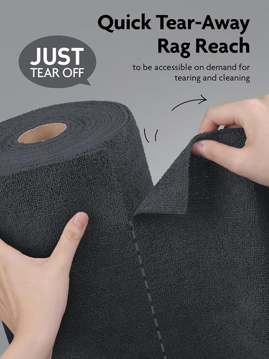 Fantasticlean Microfiber Cleaning Cloth Roll-30 Sheets, 12" x 12" (Dimgrey) | Super Absorbent, Lint-free, Tear-away Microfiber Towel Roll, for All-Purpose Cleaning