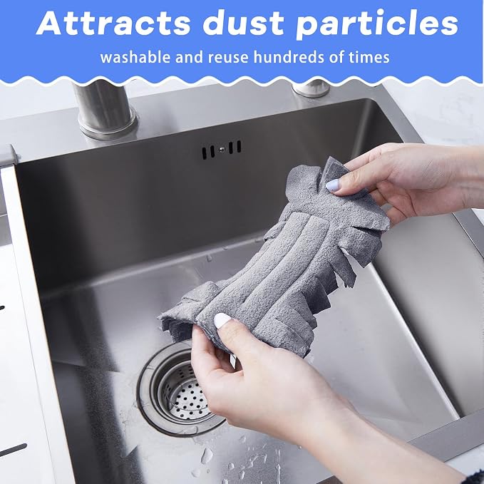 Zubebe 6 Pcs Duster Refill Reusable Fleece Duster Refills Feather Flat Dusters Multi Surface Washable Cleaning Pads Tools for Home, Blinds, Car, Pet, Furniture, Fans (Elegant Color)