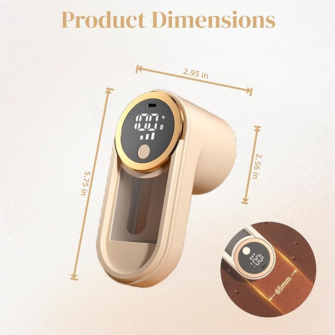 Rechargeable Fabric Shaver, Electric Lint Remover with LED Display, 3-Speed Pill Remover for Clothes & Furniture (Khaki)